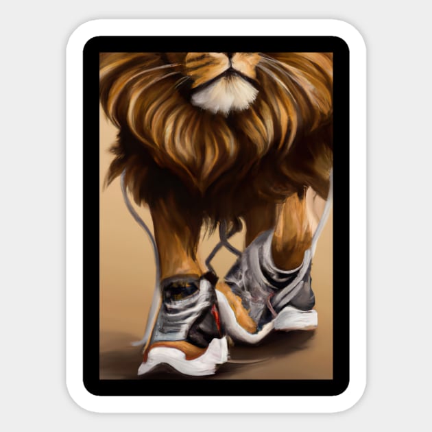 Lion wearing Sneakers Sticker by maxcode